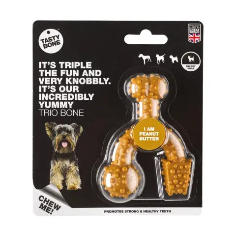 TastyBone Trio Sabor Manteiga de Amendoim para Raças Toy