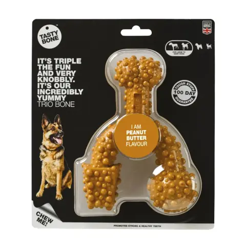 TastyBone Trio Sabor Manteiga de Amendoim para Raças Grandes