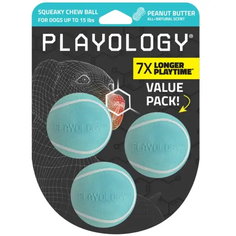 Playology Bolas com Apito Aroma Manteiga de Amendoim (embalagem de 3)